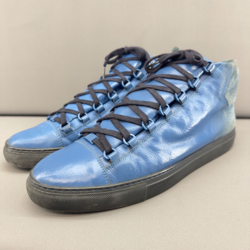 Balenciaga Arena Blue Leather High Top Sneakers Men's Size 12US/45EU - Picture 2 of 11